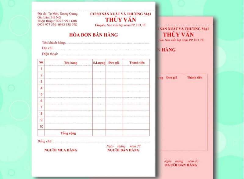 Mẫu hóa đơn bán lẻ tại In ấn T&T