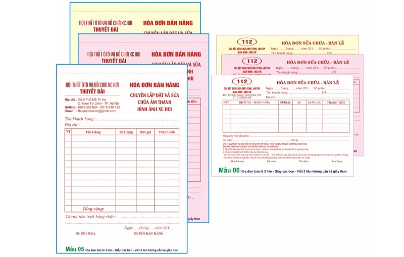 Mẫu hóa đơn bán lẻ 3 liên
