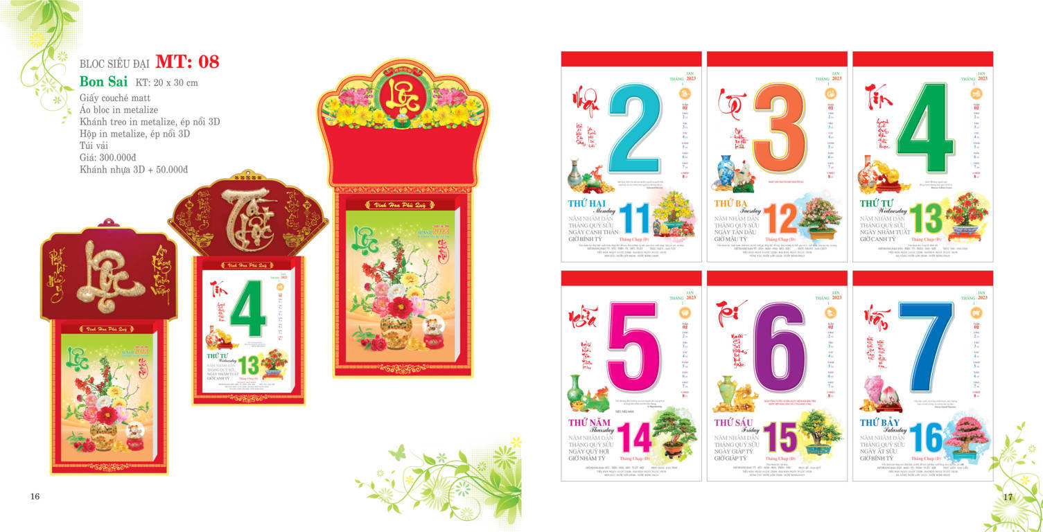 In lịch tết 2025 - lịch bloc